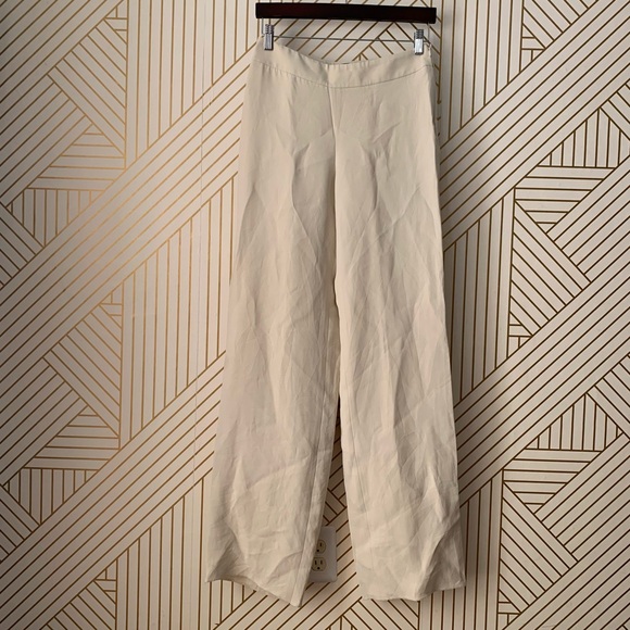 Giorgio Armani NWT 100% silk cream wide leg pants size 40 - Picture 2 of 14